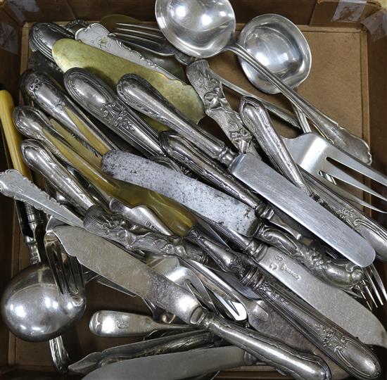 A quantity of plated cutlery